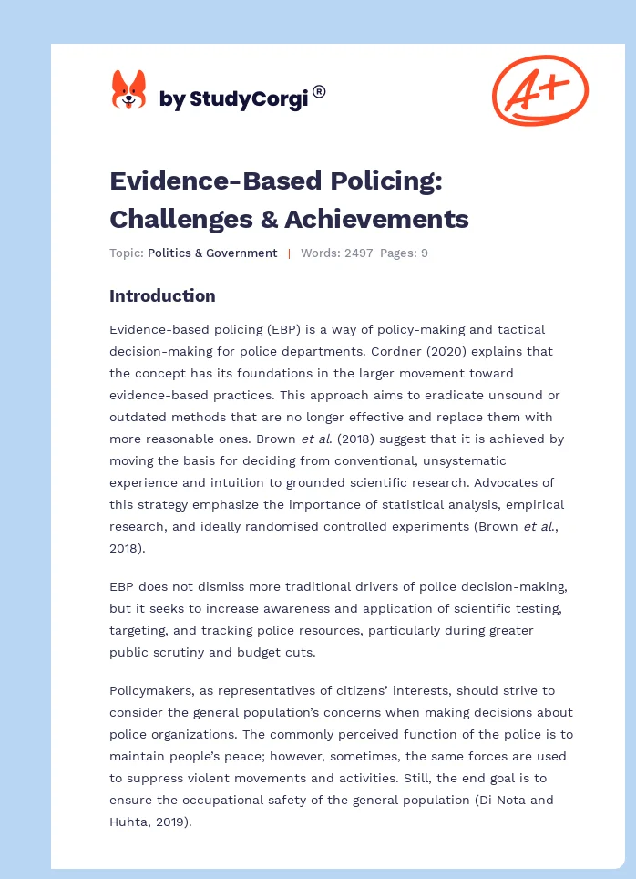 Evidence-Based Policing: Challenges & Achievements. Page 1