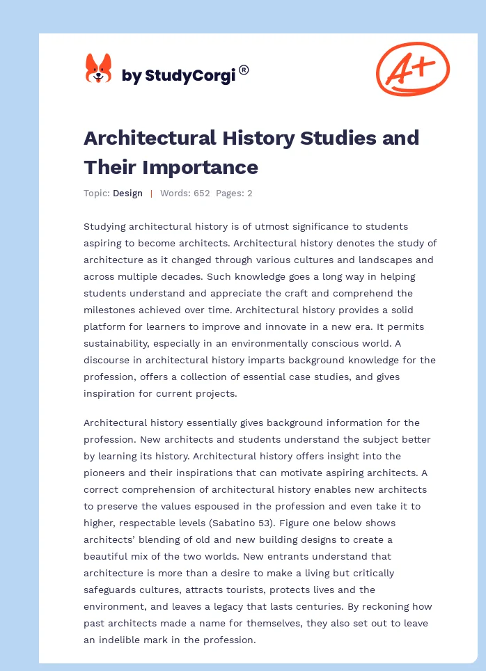 Architectural History Studies and Their Importance. Page 1
