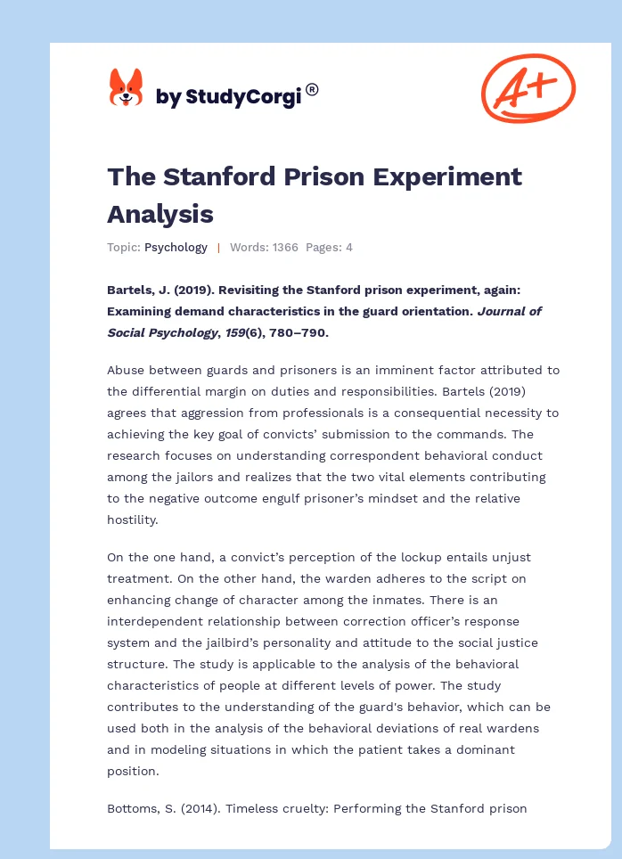The Stanford Prison Experiment Analysis. Page 1
