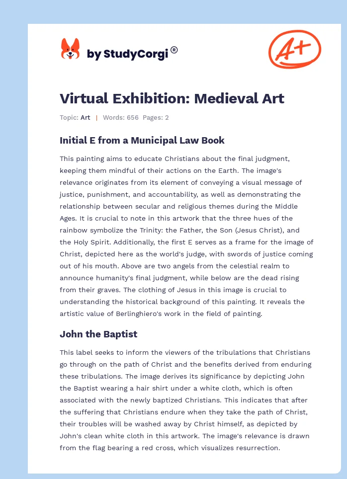 Virtual Exhibition: Medieval Art. Page 1