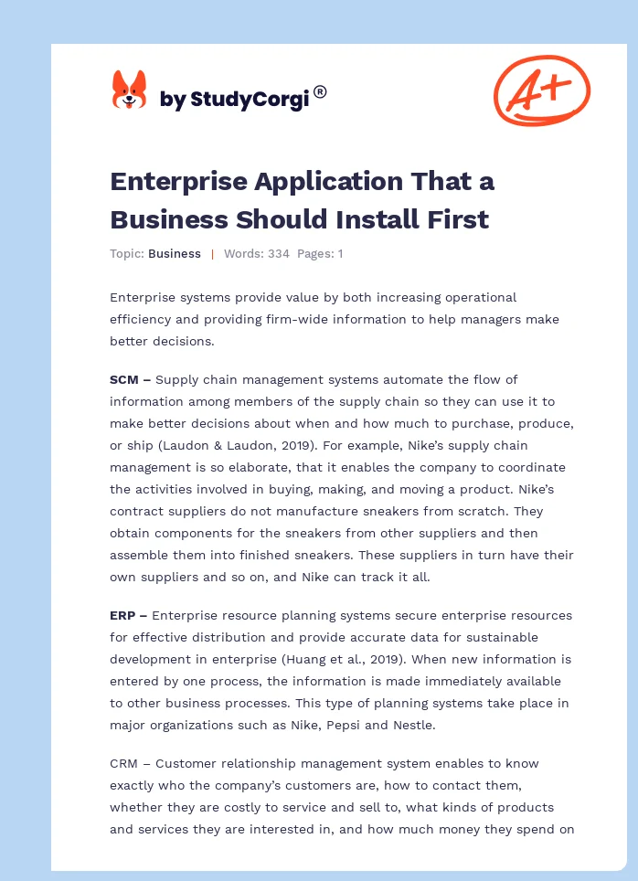 Enterprise Application That a Business Should Install First. Page 1