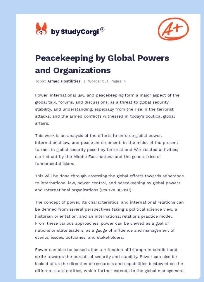 Peacekeeping by Global Powers and Organizations. Page 1