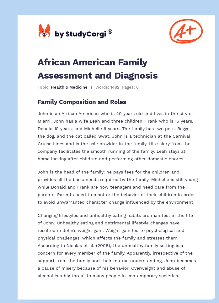 African American Family Assessment and Diagnosis. Page 1