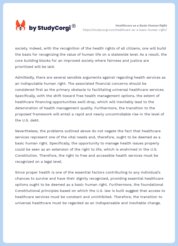 Healthcare as a Basic Human Right. Page 2