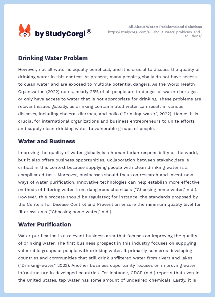 All About Water: Problems and Solutions. Page 2