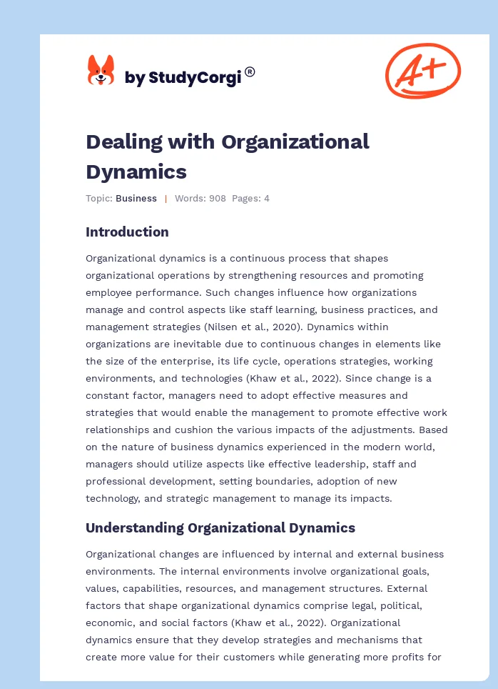 Dealing with Organizational Dynamics. Page 1