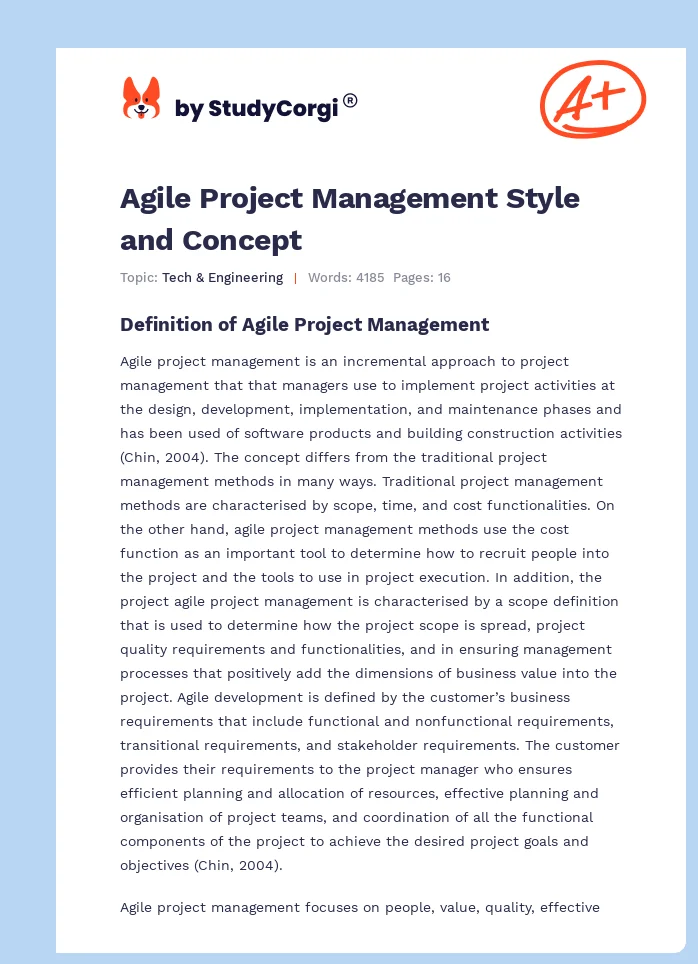 Agile Project Management Style and Concept. Page 1