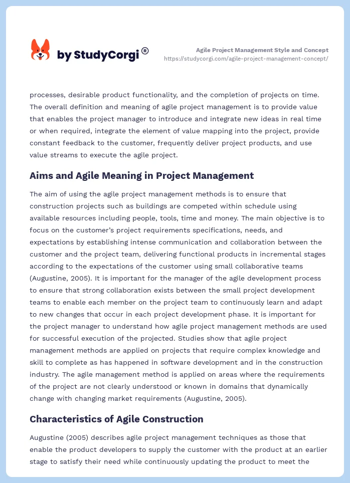 Agile Project Management Style and Concept. Page 2