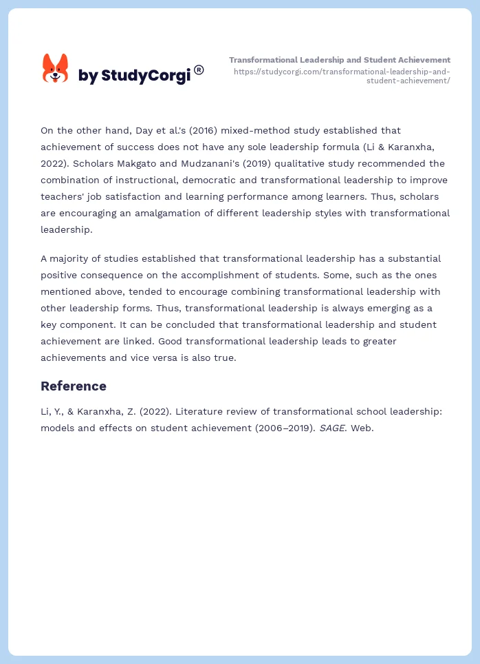 Transformational Leadership and Student Achievement. Page 2