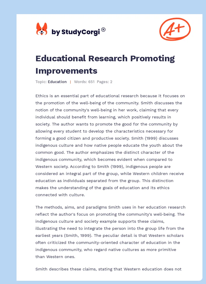Educational Research Promoting Improvements. Page 1