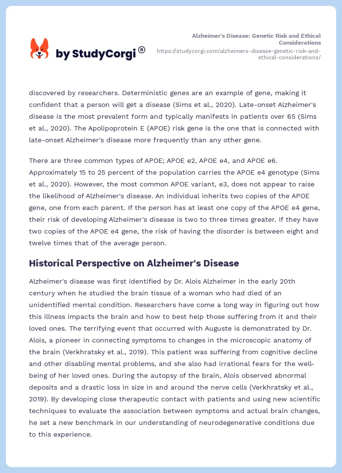 Alzheimer's Disease: Genetic Risk and Ethical Considerations. Page 2