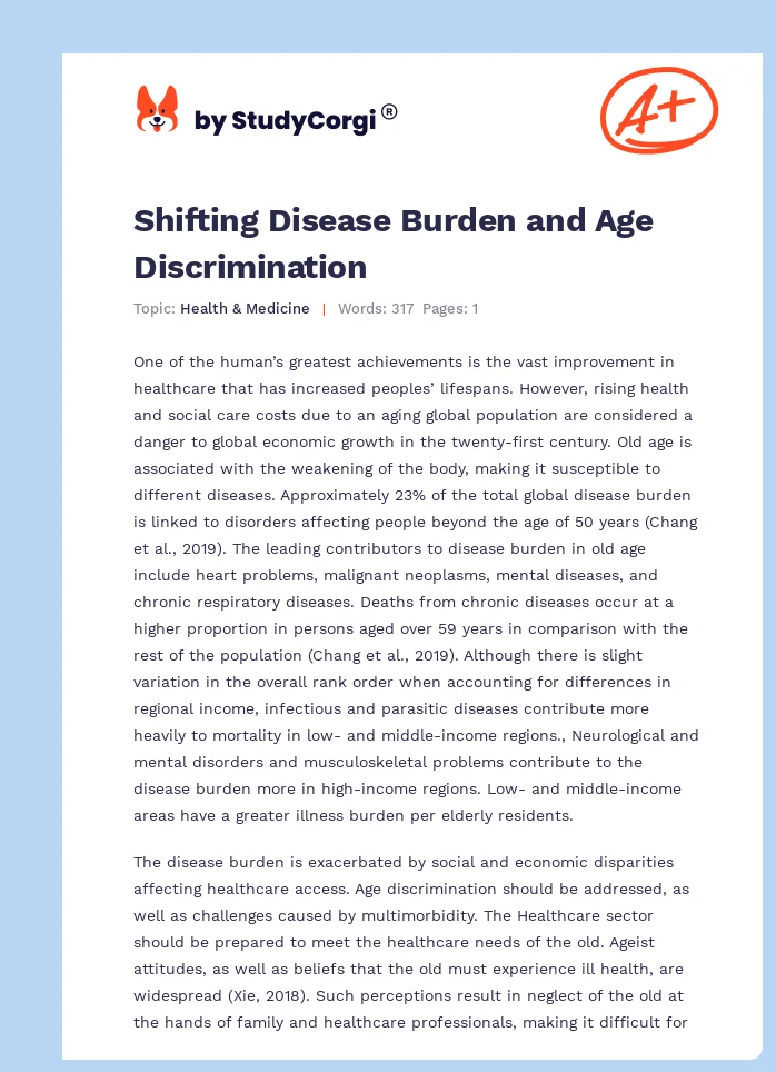 Shifting Disease Burden and Age Discrimination. Page 1