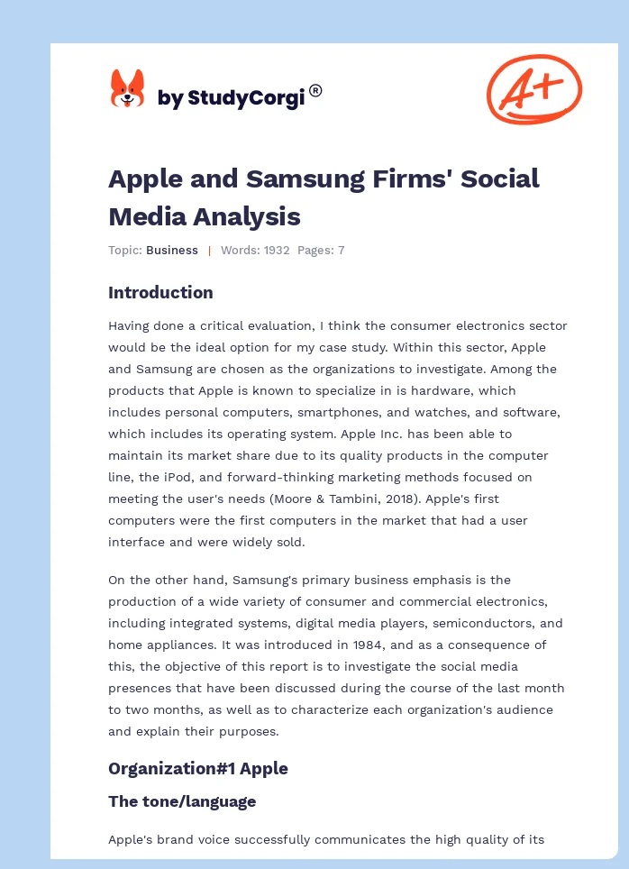 Apple and Samsung Firms' Social Media Analysis. Page 1