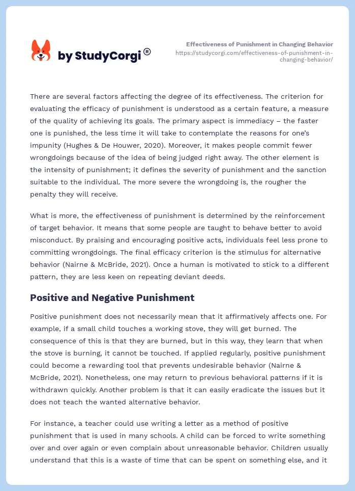 Effectiveness of Punishment in Changing Behavior. Page 2