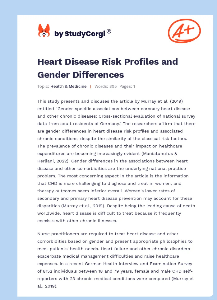 Heart Disease Risk Profiles and Gender Differences. Page 1