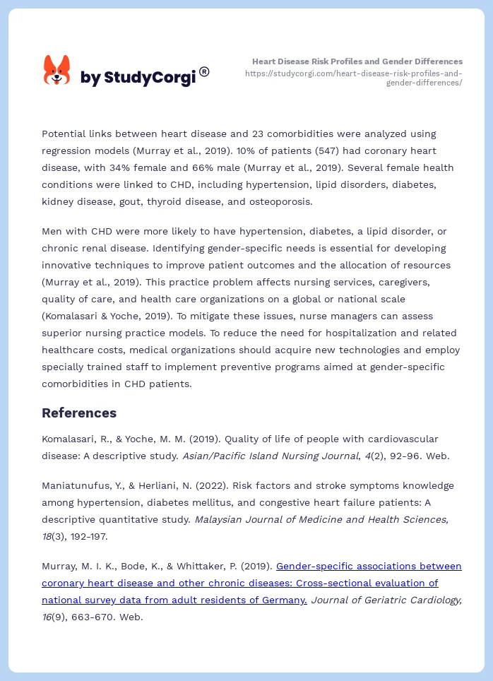 Heart Disease Risk Profiles and Gender Differences. Page 2