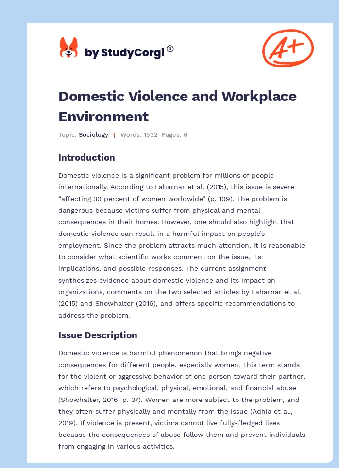 Domestic Violence and Workplace Environment. Page 1