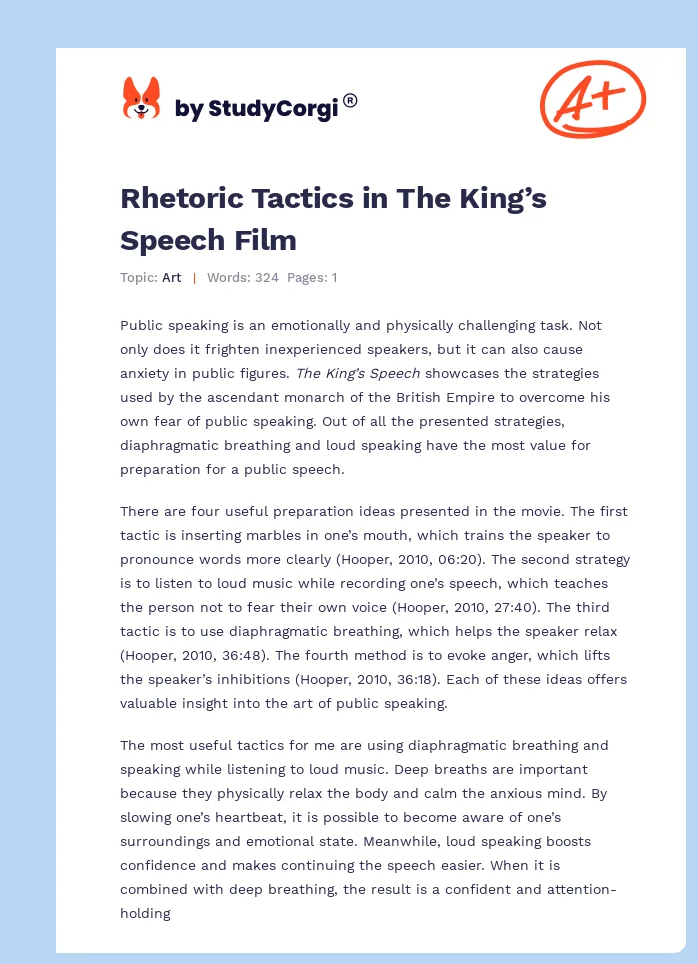 Rhetoric Tactics in The King’s Speech Film. Page 1