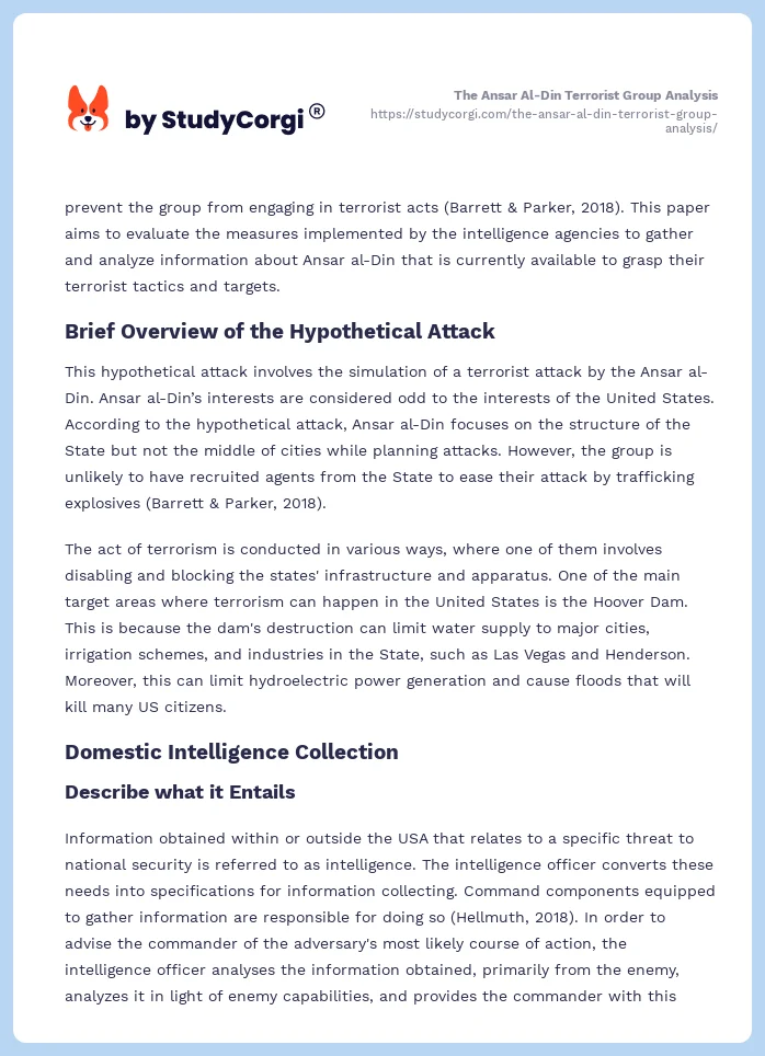 The Ansar Al-Din Terrorist Group Analysis. Page 2