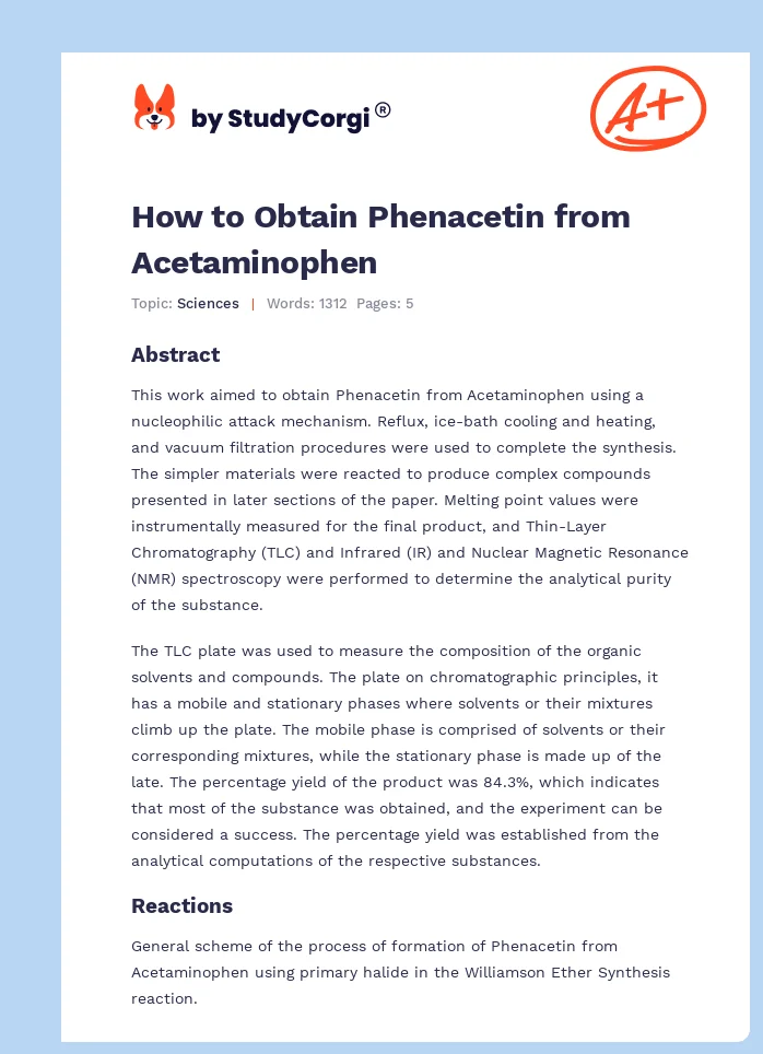 How to Obtain Phenacetin from Acetaminophen. Page 1