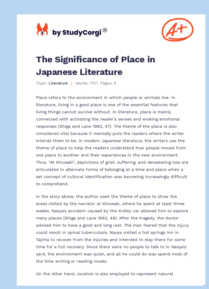 The Significance of Place in Japanese Literature. Page 1