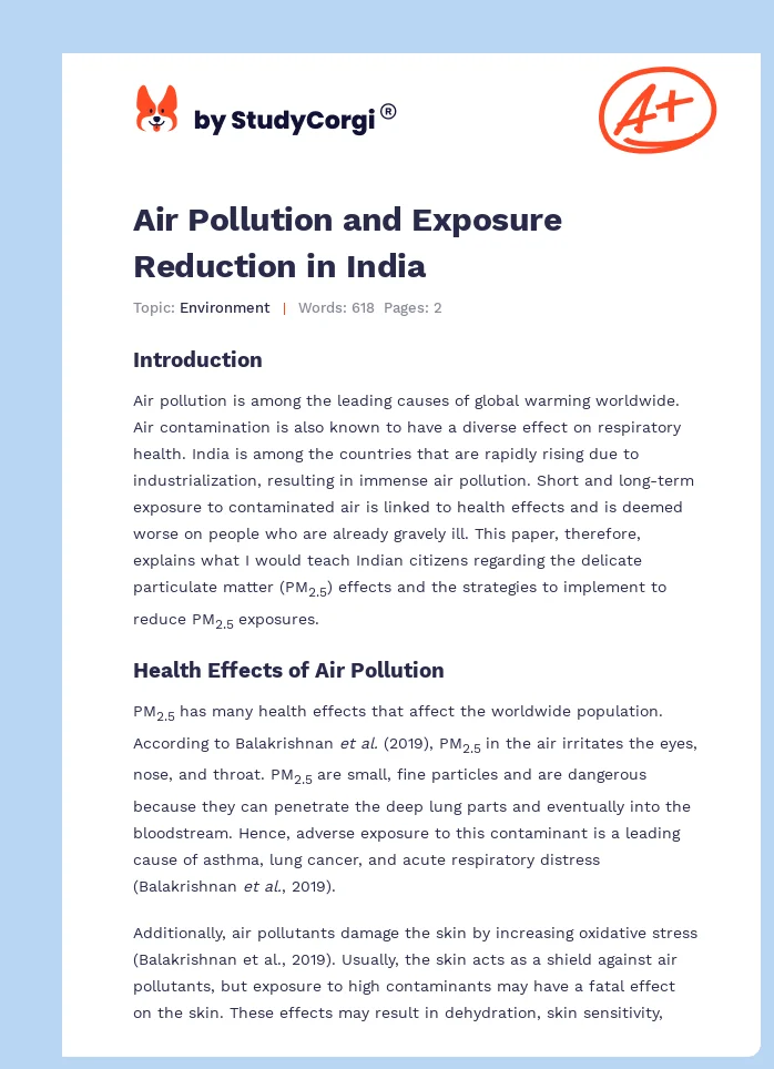 Air Pollution and Exposure Reduction in India. Page 1