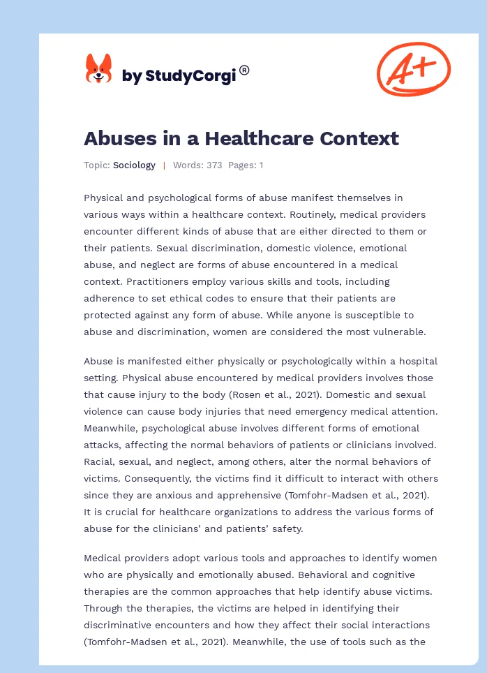 Abuses in a Healthcare Context. Page 1
