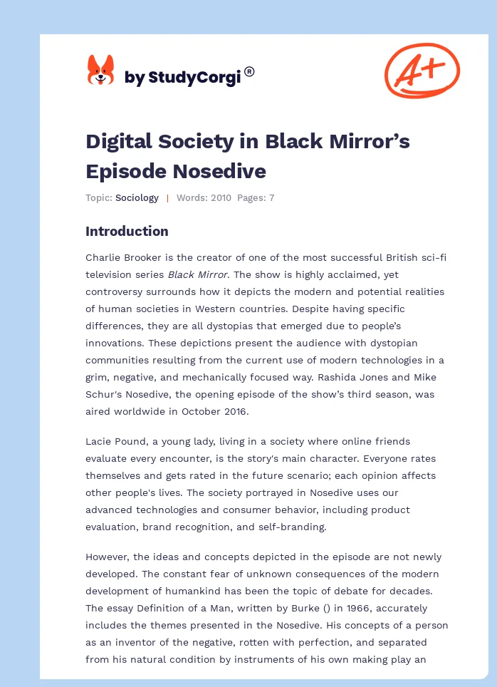 Digital Society in Black Mirror’s Episode Nosedive. Page 1