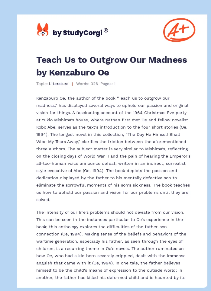 Teach Us to Outgrow Our Madness by Kenzaburo Oe. Page 1