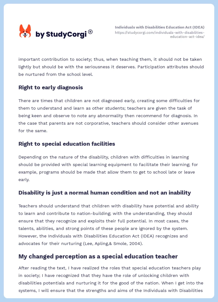 Individuals with Disabilities Education Act (IDEA). Page 2