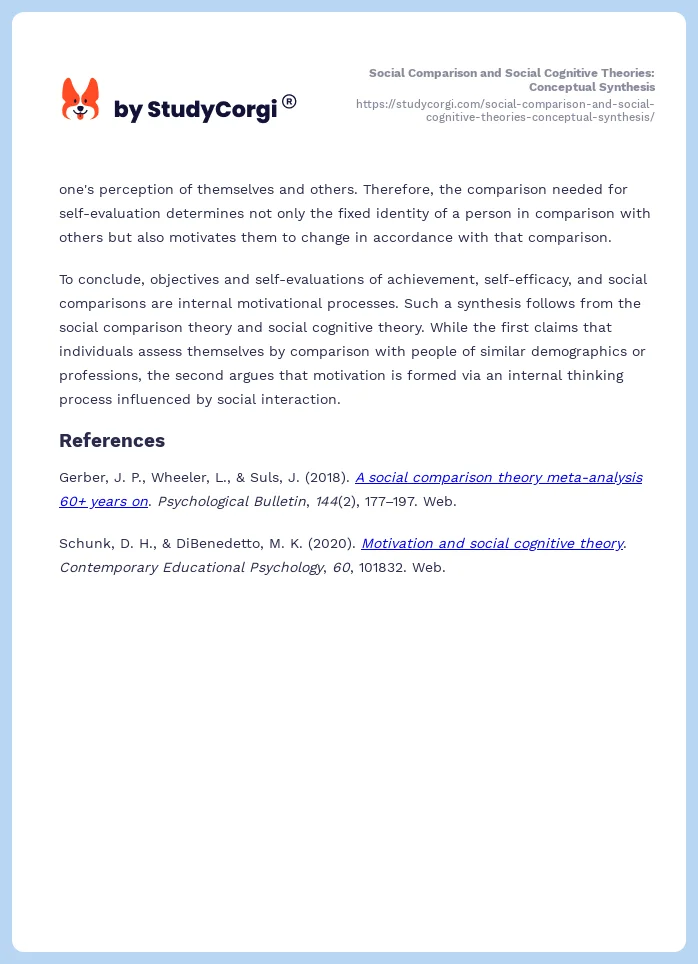 Social Comparison and Social Cognitive Theories: Conceptual Synthesis. Page 2