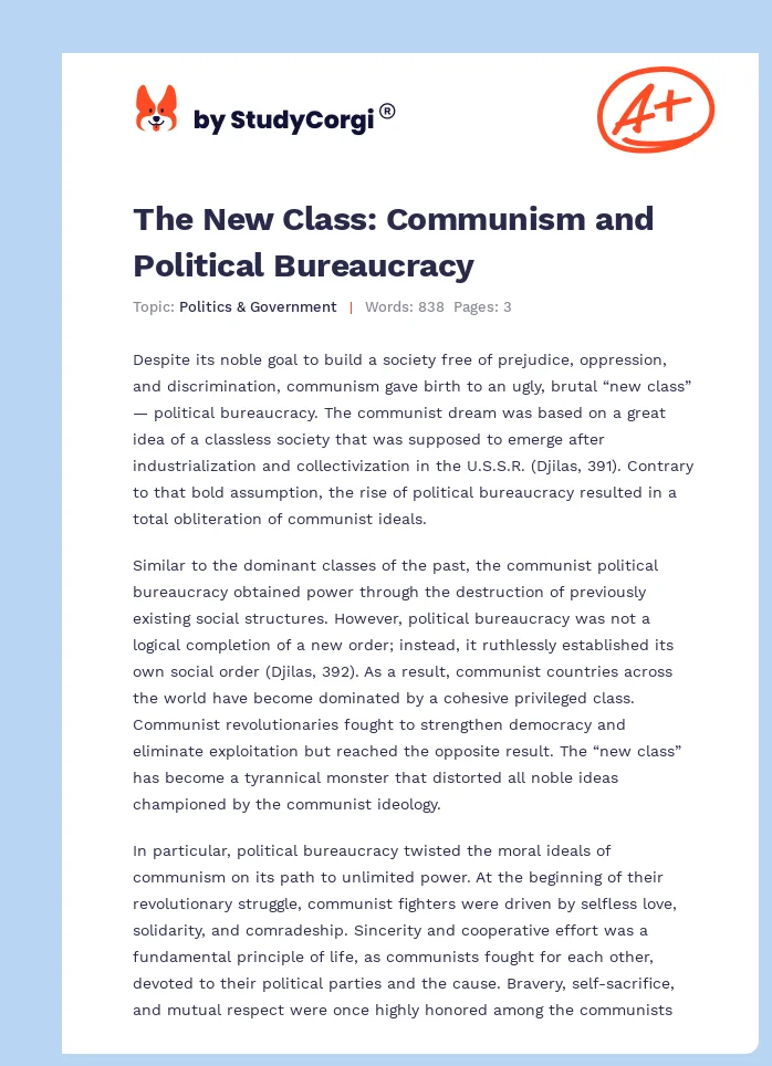 The New Class: Communism and Political Bureaucracy. Page 1