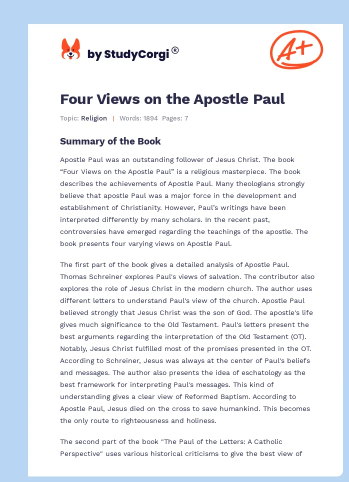 Four Views on the Apostle Paul. Page 1