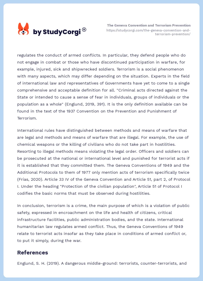 The Geneva Convention and Terrorism Prevention. Page 2