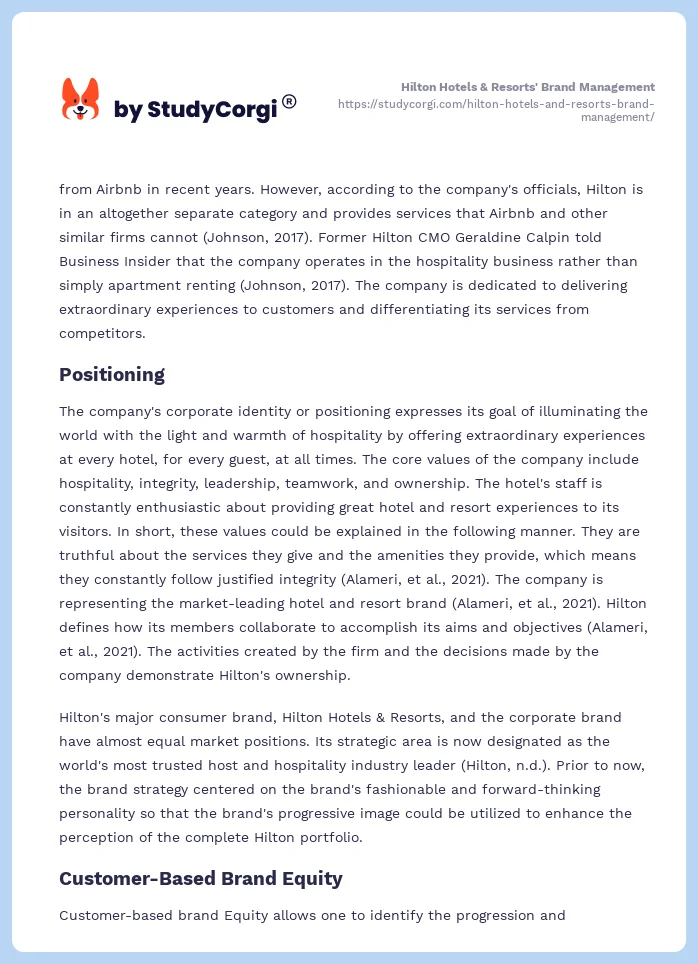 Hilton Hotels & Resorts' Brand Management. Page 2