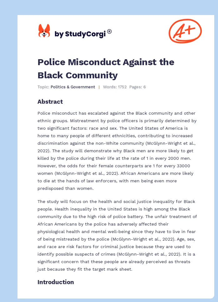 Police Misconduct Against the Black Community. Page 1
