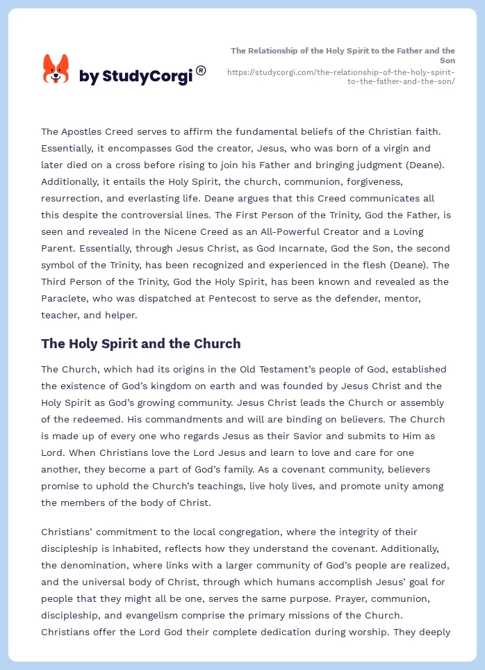 The Relationship of the Holy Spirit to the Father and the Son. Page 2