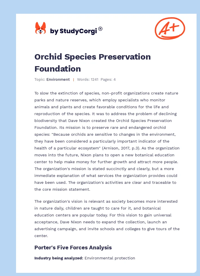 Orchid Species Preservation Foundation. Page 1