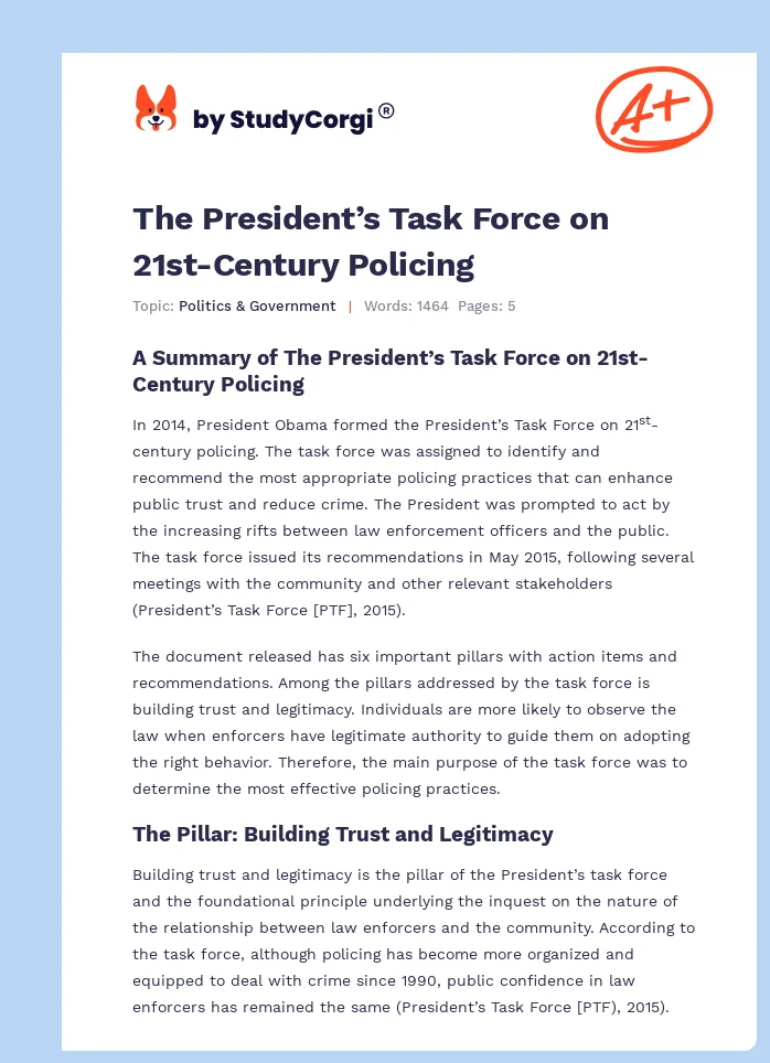 The President’s Task Force on 21st-Century Policing. Page 1