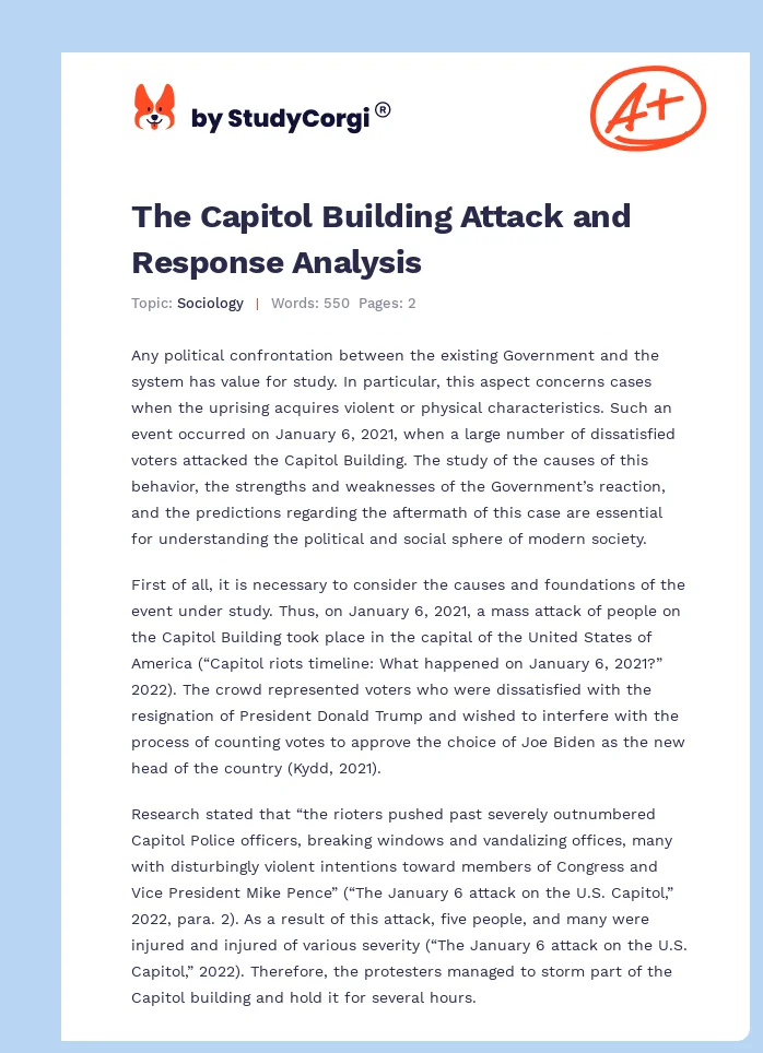 The Capitol Building Attack and Response Analysis. Page 1