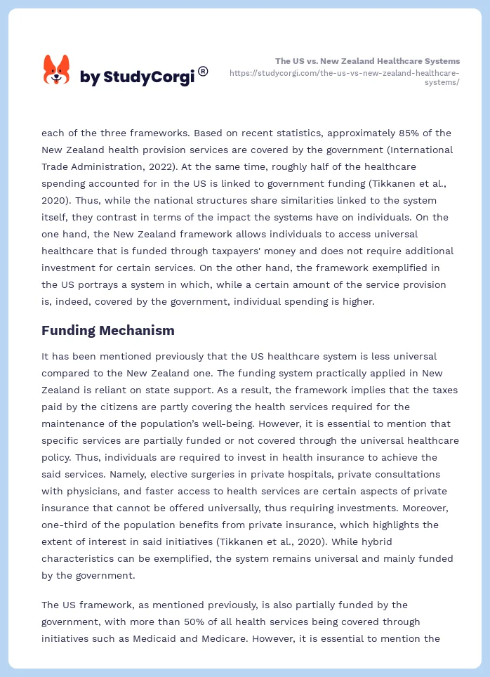 The US vs. New Zealand Healthcare Systems. Page 2