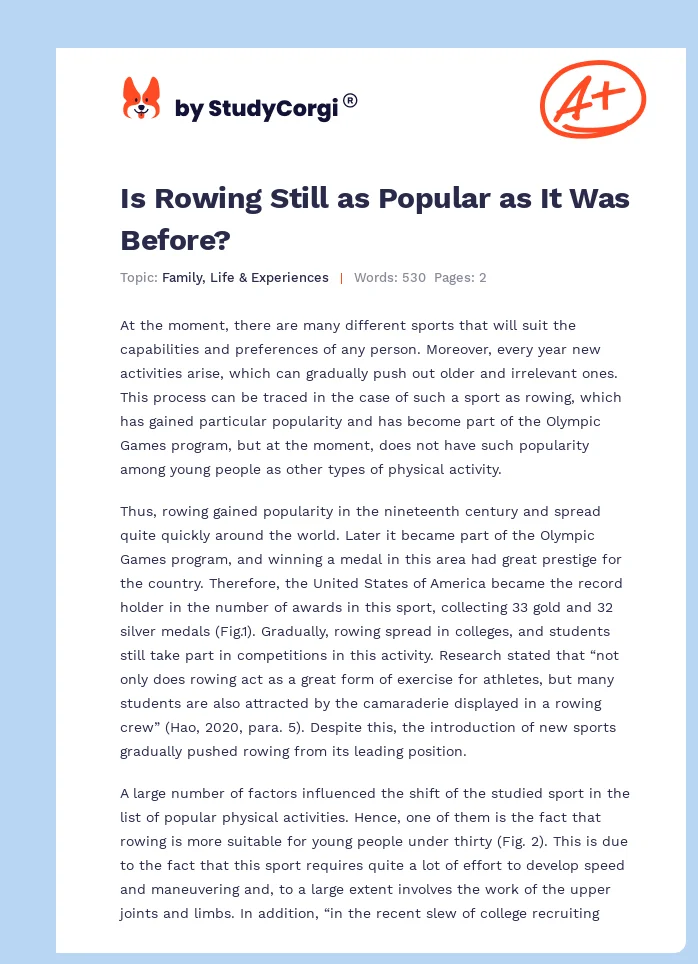 Is Rowing Still as Popular as It Was Before?. Page 1
