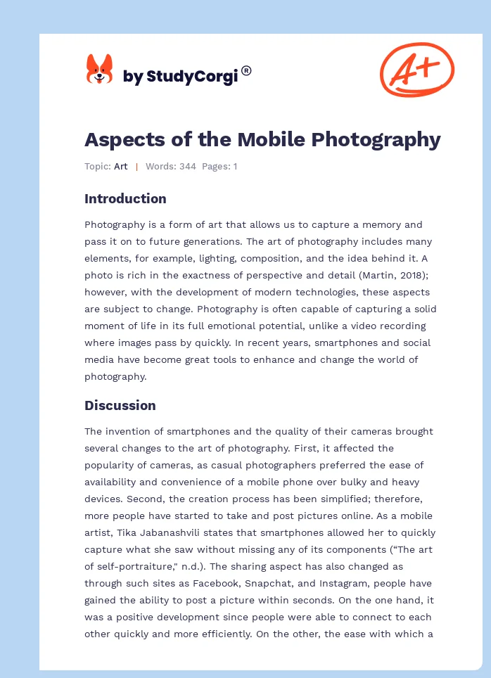 Aspects of the Mobile Photography. Page 1