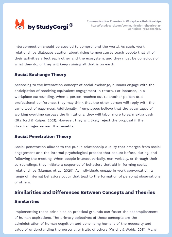 Communication Theories in Workplace Relationships. Page 2