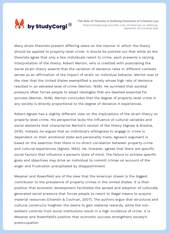 The Role of Theories in Defining Elements of Criminal Law. Page 2