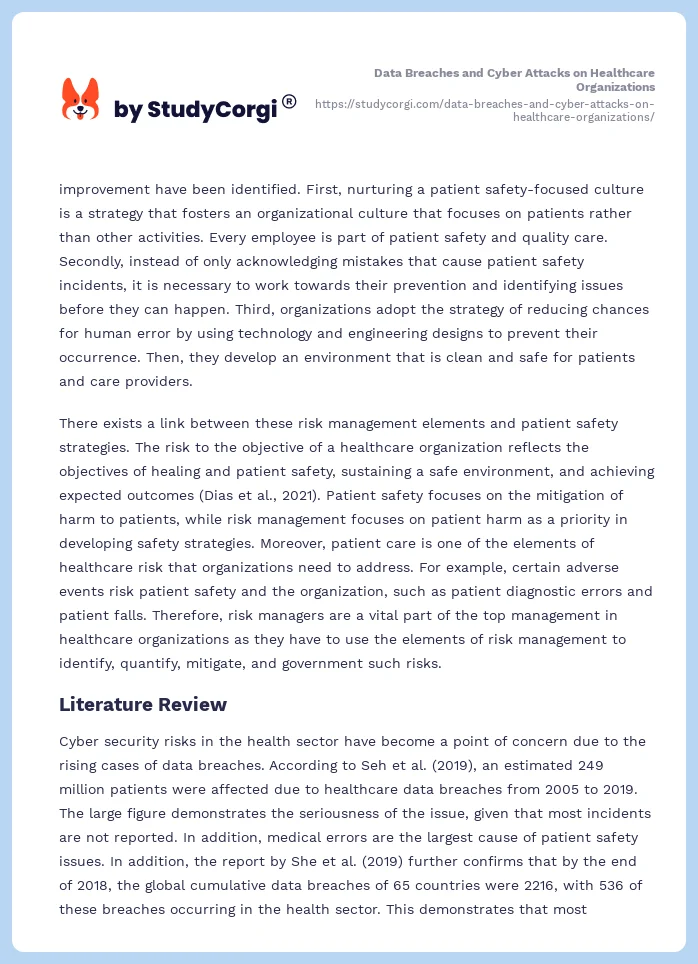 Data Breaches and Cyber Attacks on Healthcare Organizations. Page 2