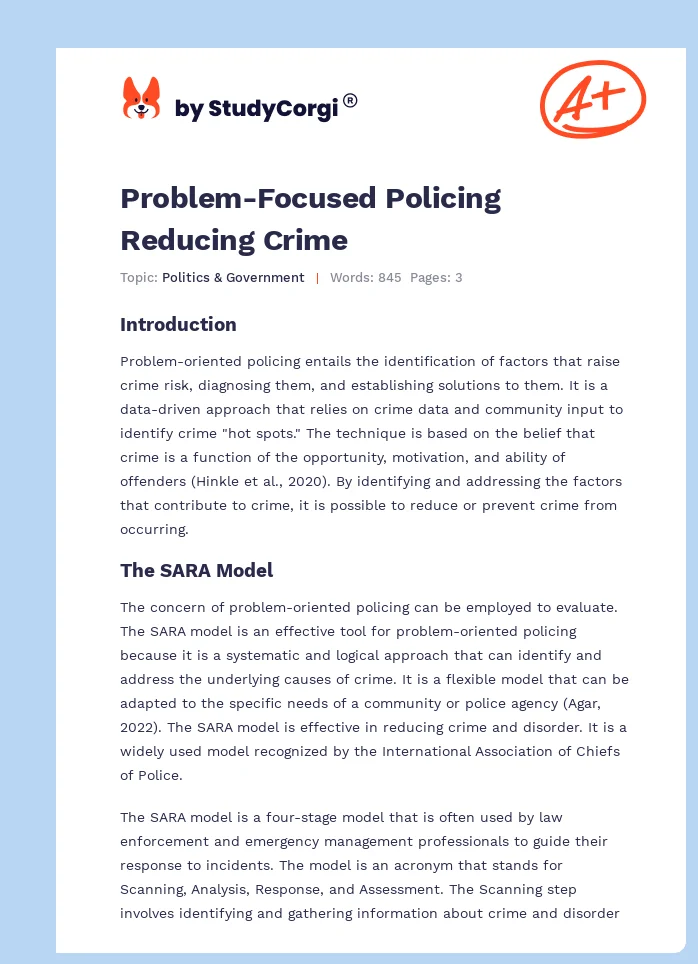 Problem-Focused Policing Reducing Crime. Page 1