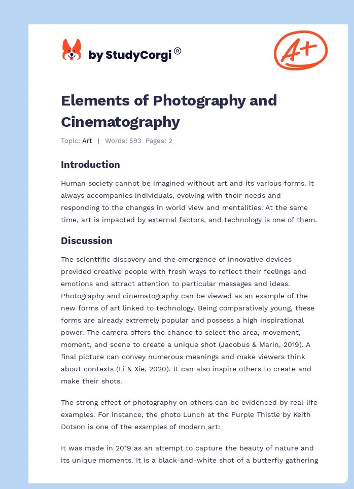 Elements of Photography and Cinematography. Page 1