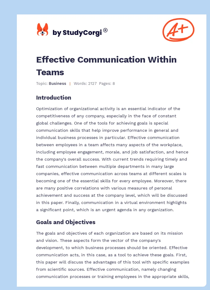 Effective Communication Within Teams. Page 1