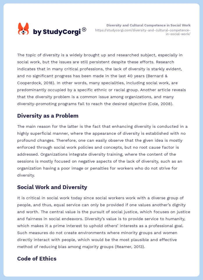 Diversity and Cultural Competence in Social Work. Page 2